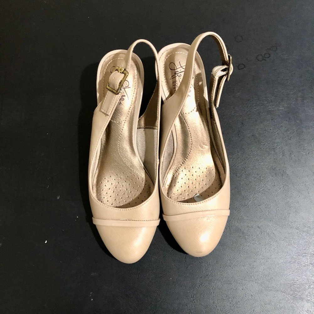 Beige Slingback Heels